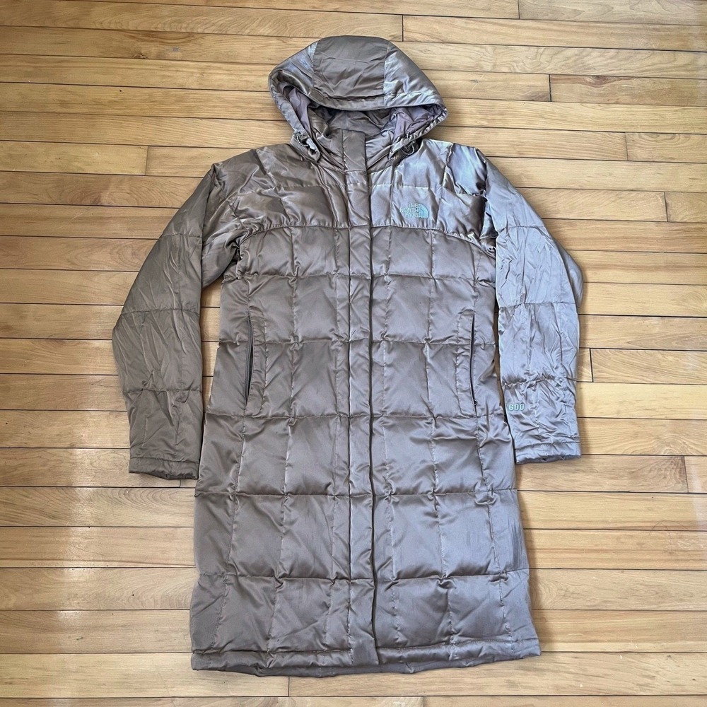 The North Face Metropolis Parka 600 Long Puffer Jacket Metallic Taupe Womens M
